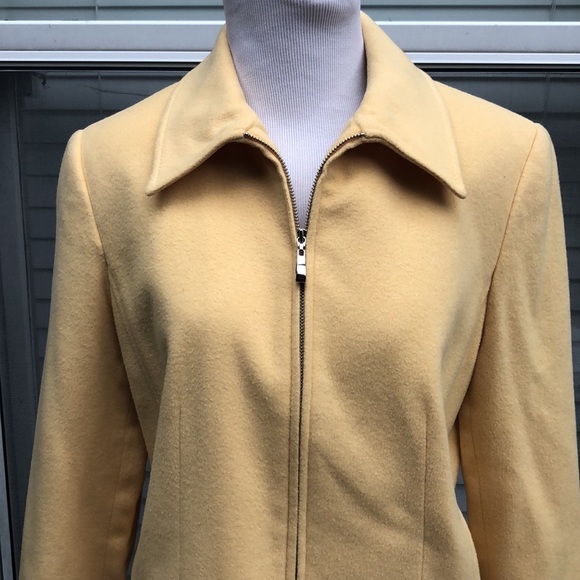 Louben Yellow Front Zip Pea Coat size 10 - Picture 2 of 11